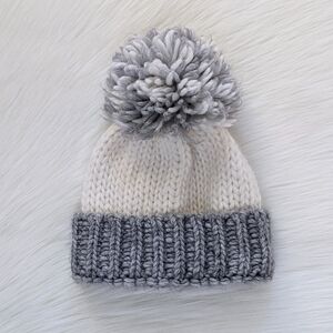 Gelso Bianco Chunky Knit Alpaca/Wool Gray & White Winter Hat